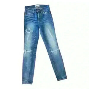 Madewell Womens Distressed High Rise Skinny Stretch Jeans Blue Size 25